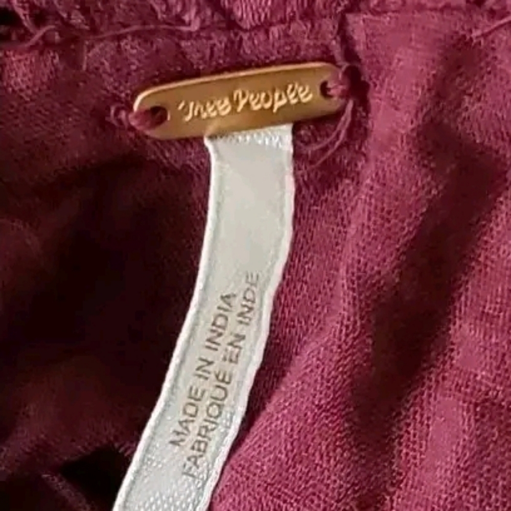 Free People Mohave Embroided Mini Dress Burgundy Plum - Picture 7 of 7